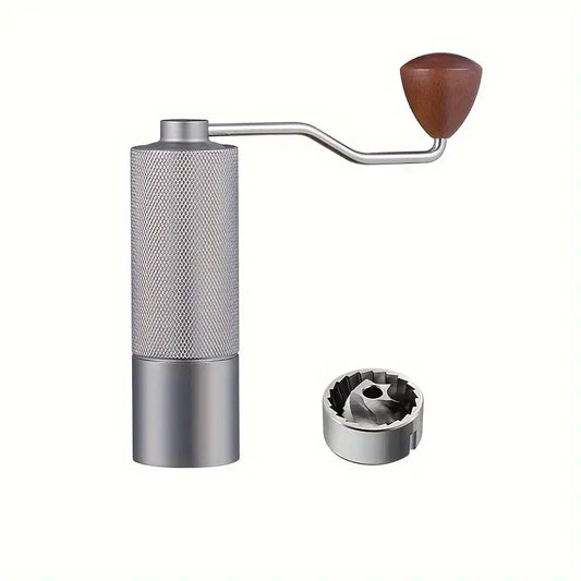 Premium Stainless Steel Manual Coffee Grinder with Textured Lattice Pattern Handle