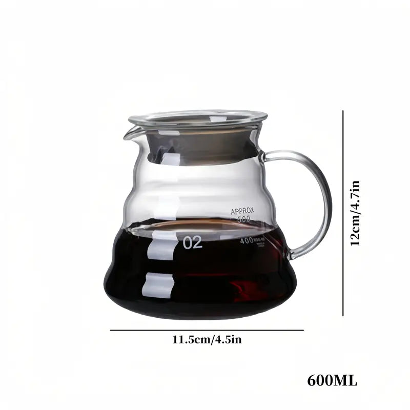 V60 Coffee Server with Measurement Markings (ml/oz), Perfect for Home Brewing and Pour Over Coffee