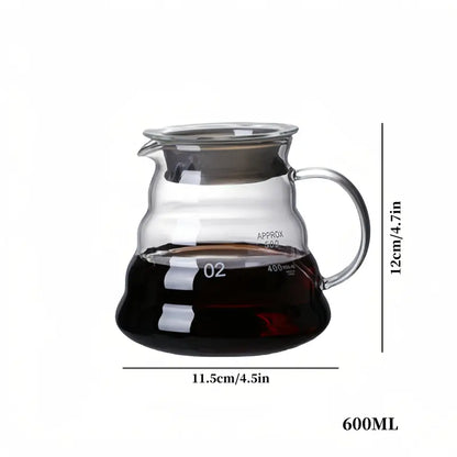 V60 Coffee Server with Measurement Markings (ml/oz), Perfect for Home Brewing and Pour Over Coffee