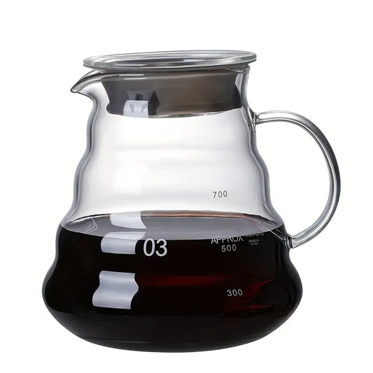 V60 Coffee Server with Measurement Markings (ml/oz), Perfect for Home Brewing and Pour Over Coffee